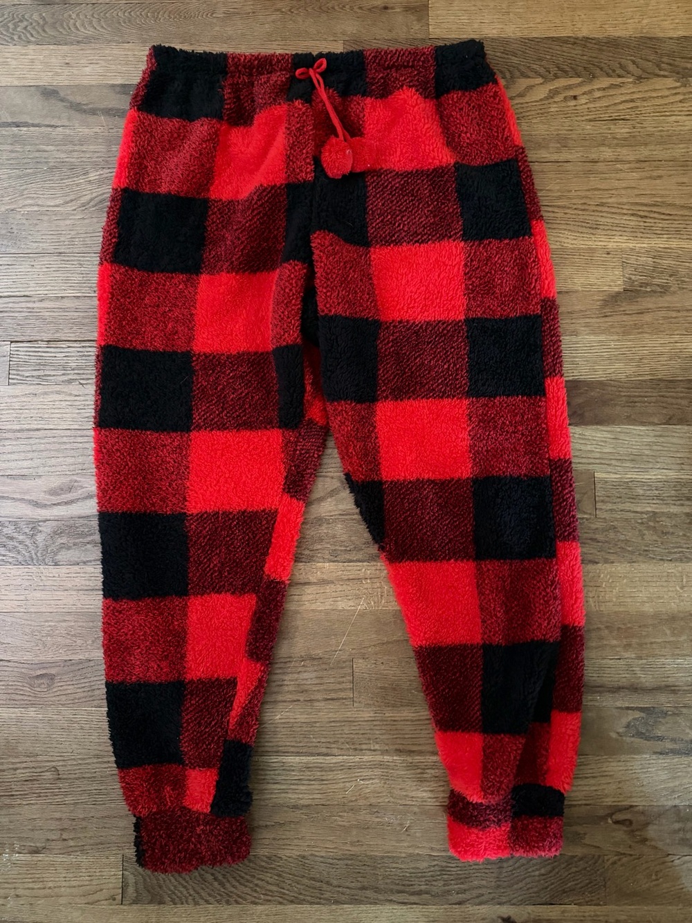 Fashion Nova Red and Black Buffalo Plaid Fuzzy Joggers